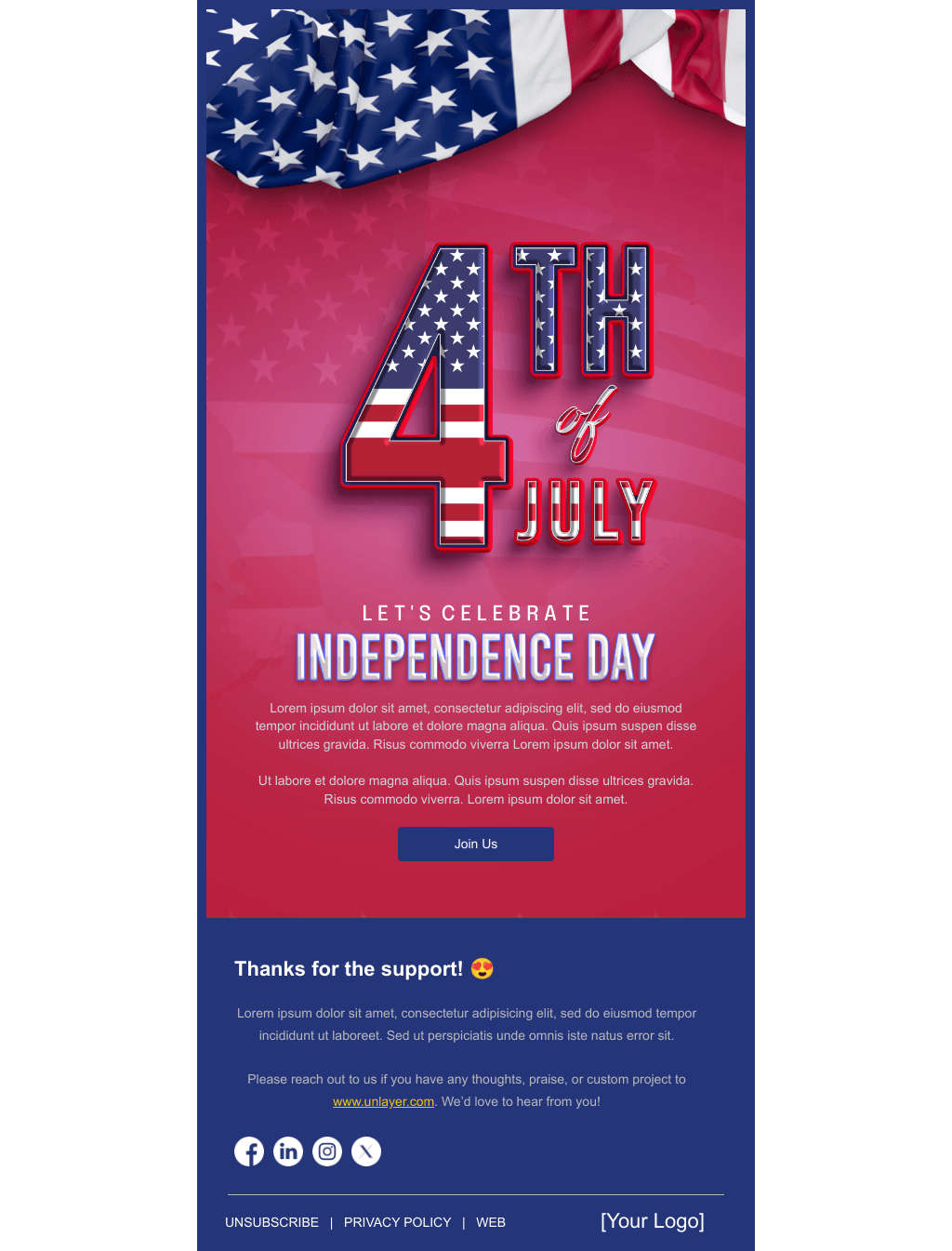 Laravel Mail Template - July 4th