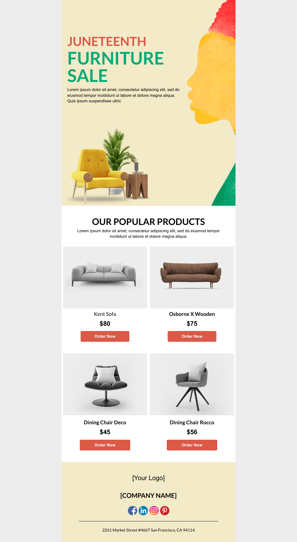 Laravel Mail Template - Juneteenth Furniture Sale 