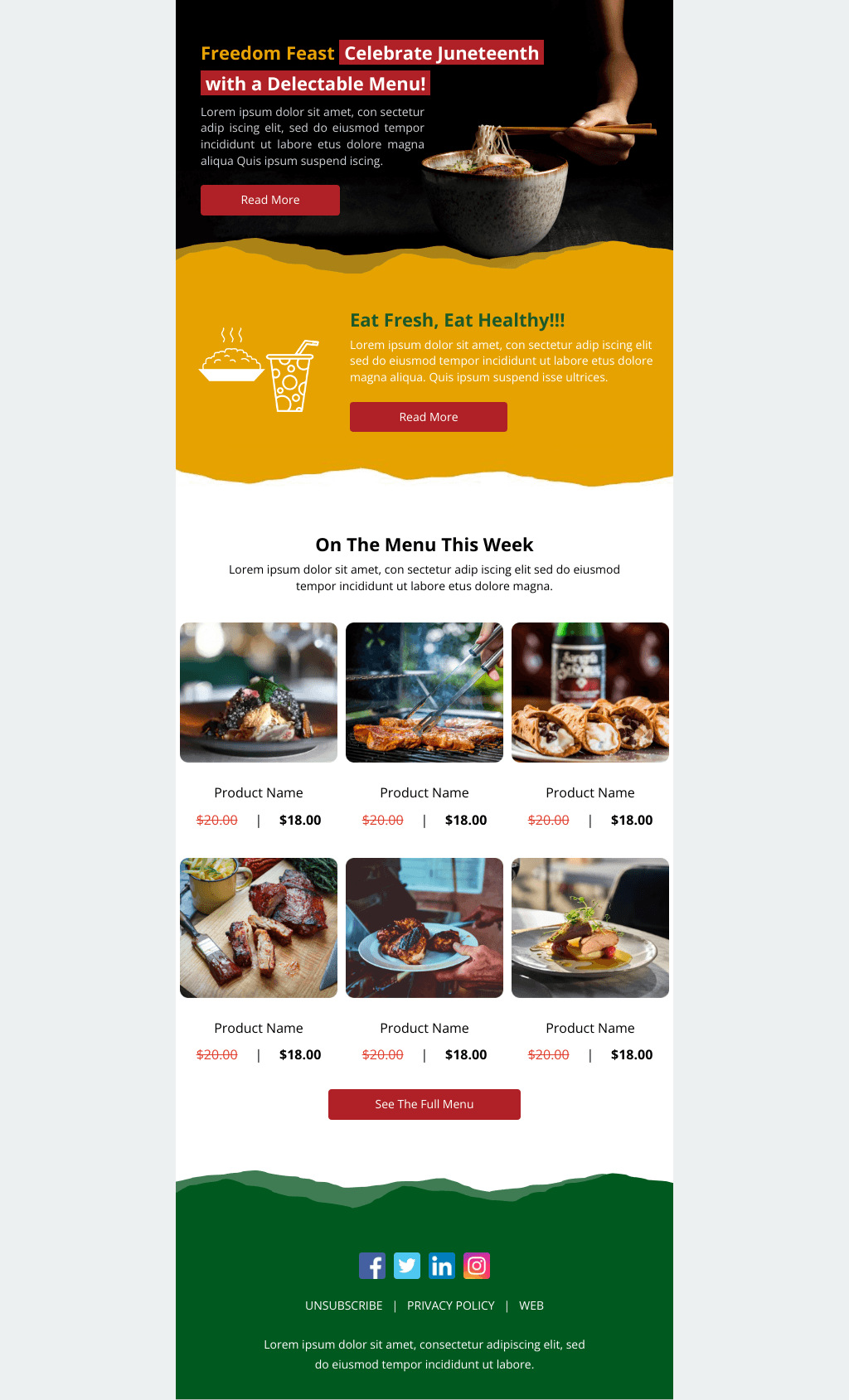 Laravel Mail Template - Juneteenth Menu