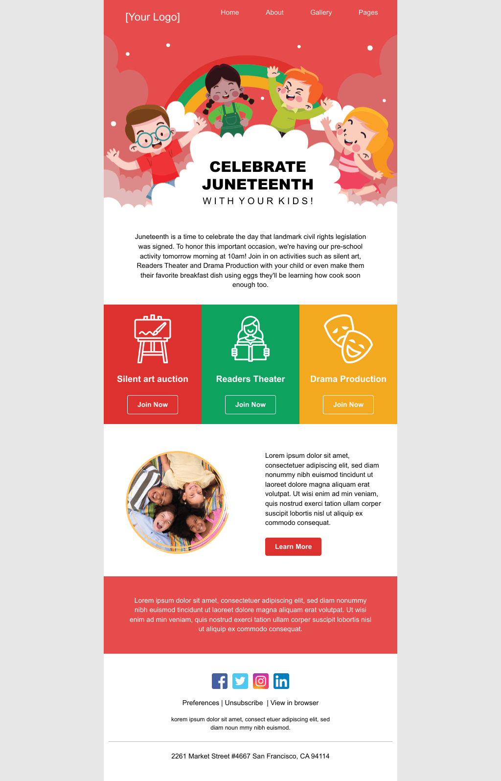 Laravel Mail Template - Juneteenth Pre School Activates 