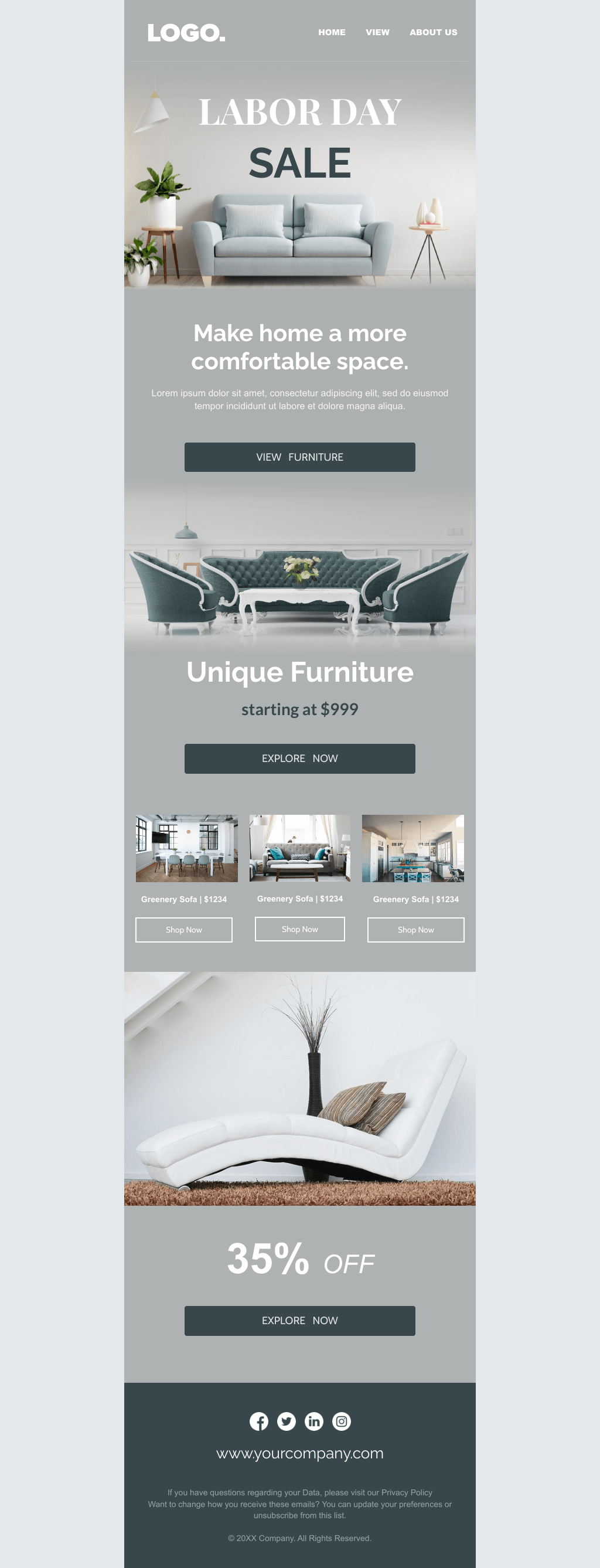 Laravel Mail Template - Labor Day Furniture Sale