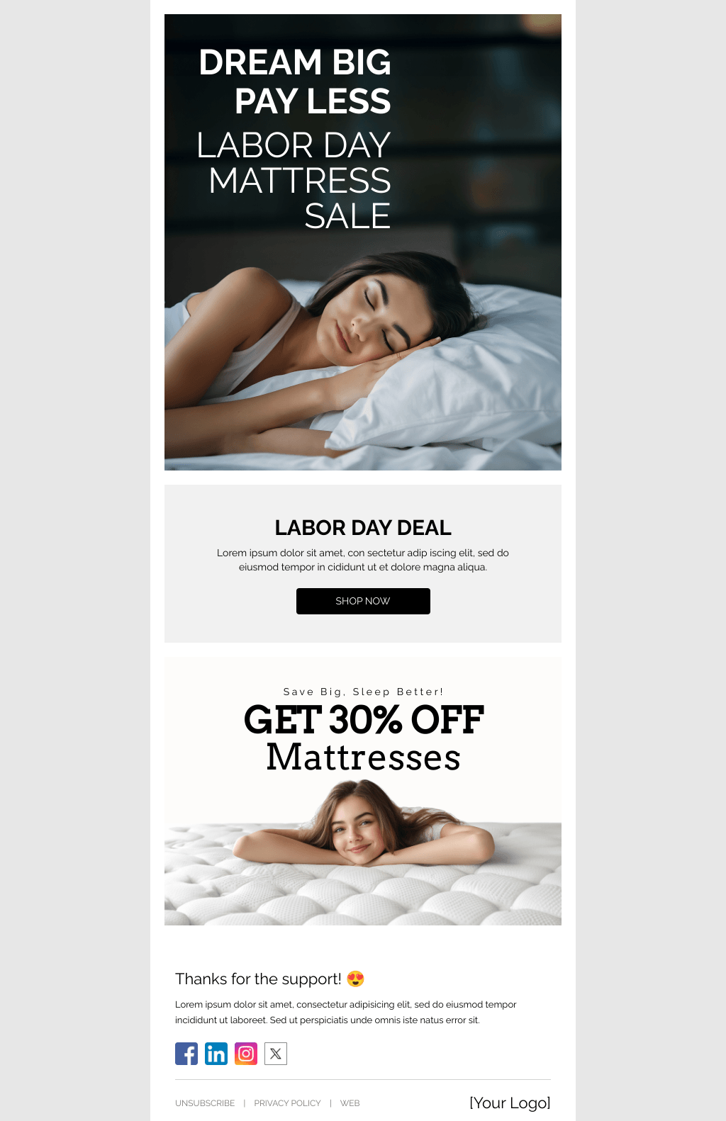 Laravel Mail Template - Labor Day Mattress Sale