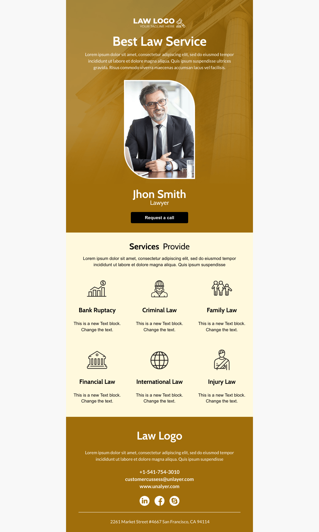 Laravel Mail Template - Lawyer's contact