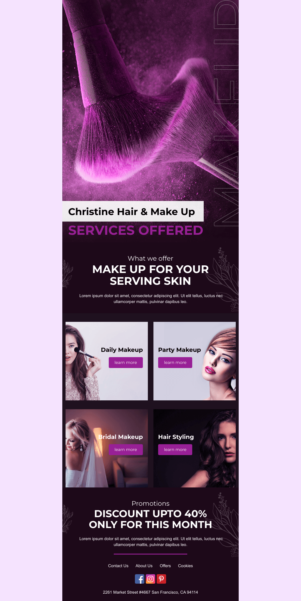 Laravel Mail Template - Makeup Services