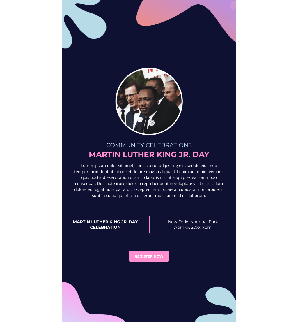 Laravel Mail Template - Martin Luther King Jr. Day Event Announcement