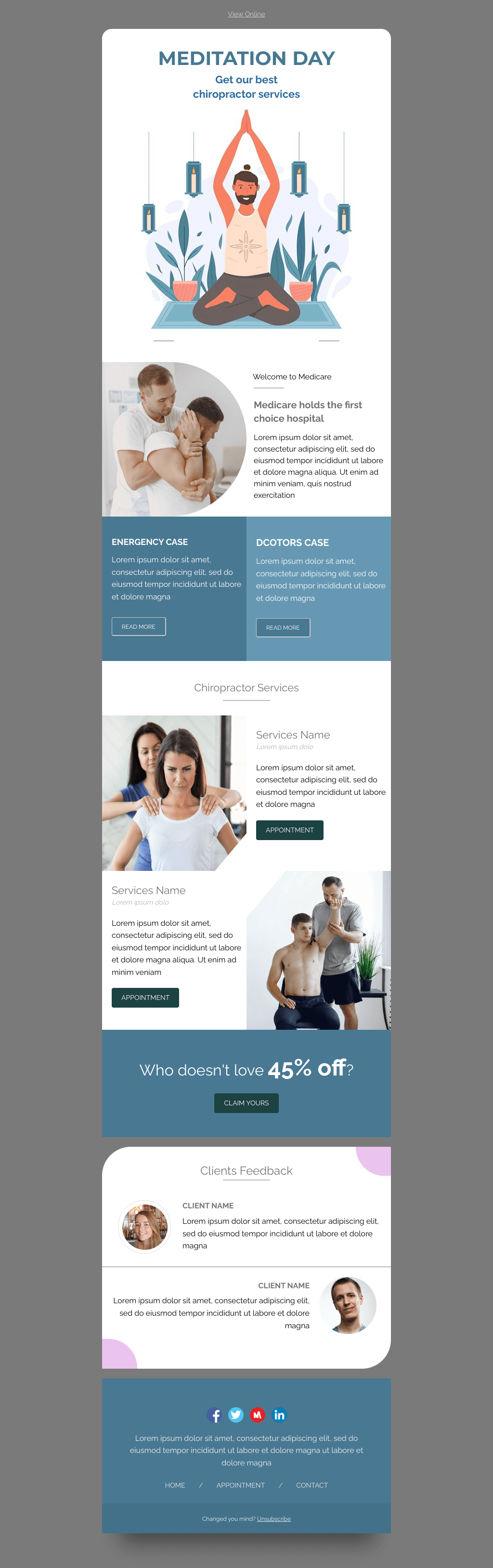 Laravel Mail Template - Meditation Day Chiropractor Promotion