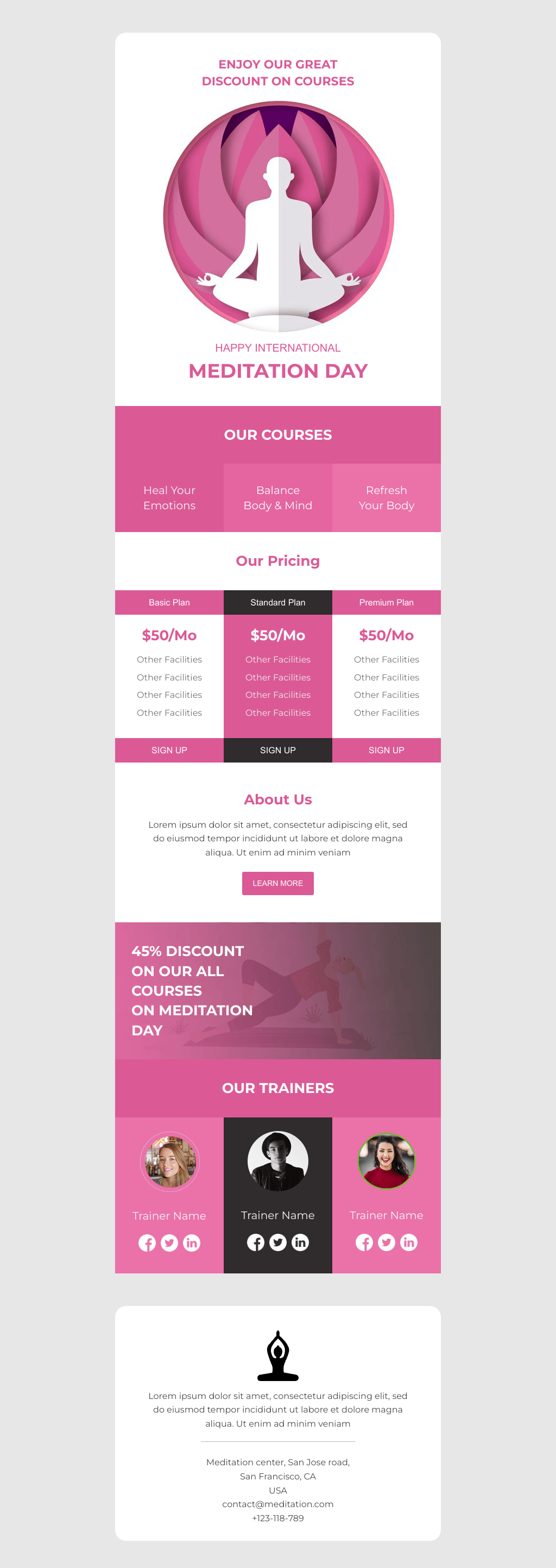 Laravel Mail Template - Meditation Day Discount On Meditation Course