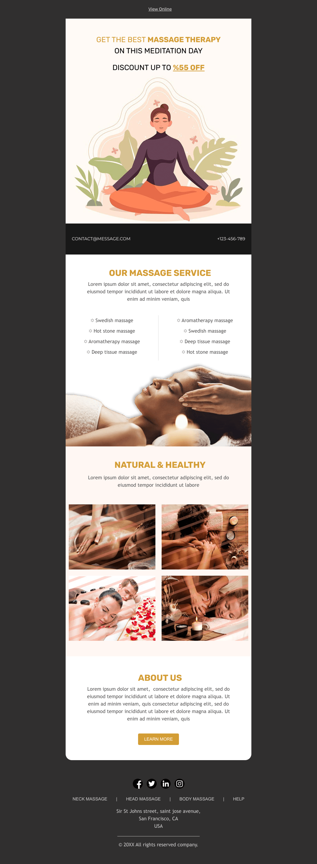 Laravel Mail Template - Meditation Day Massage Therapy Promotion