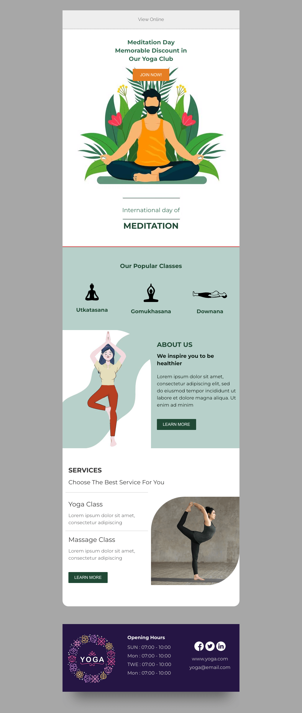 Laravel Mail Template - Meditation Day Yoga Club Promotion