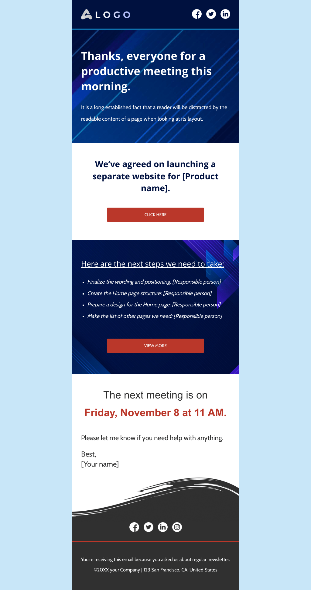 Laravel Mail Template - Meeting Follow Up