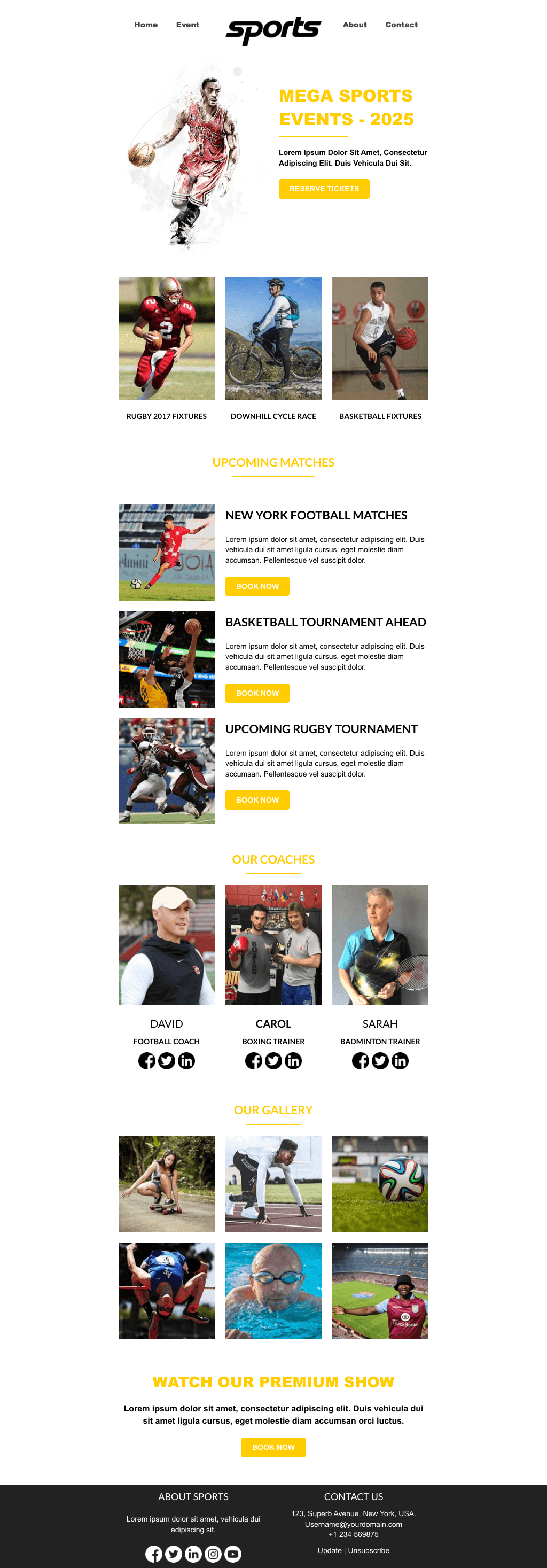 Laravel Mail Template - Mega Sports Event