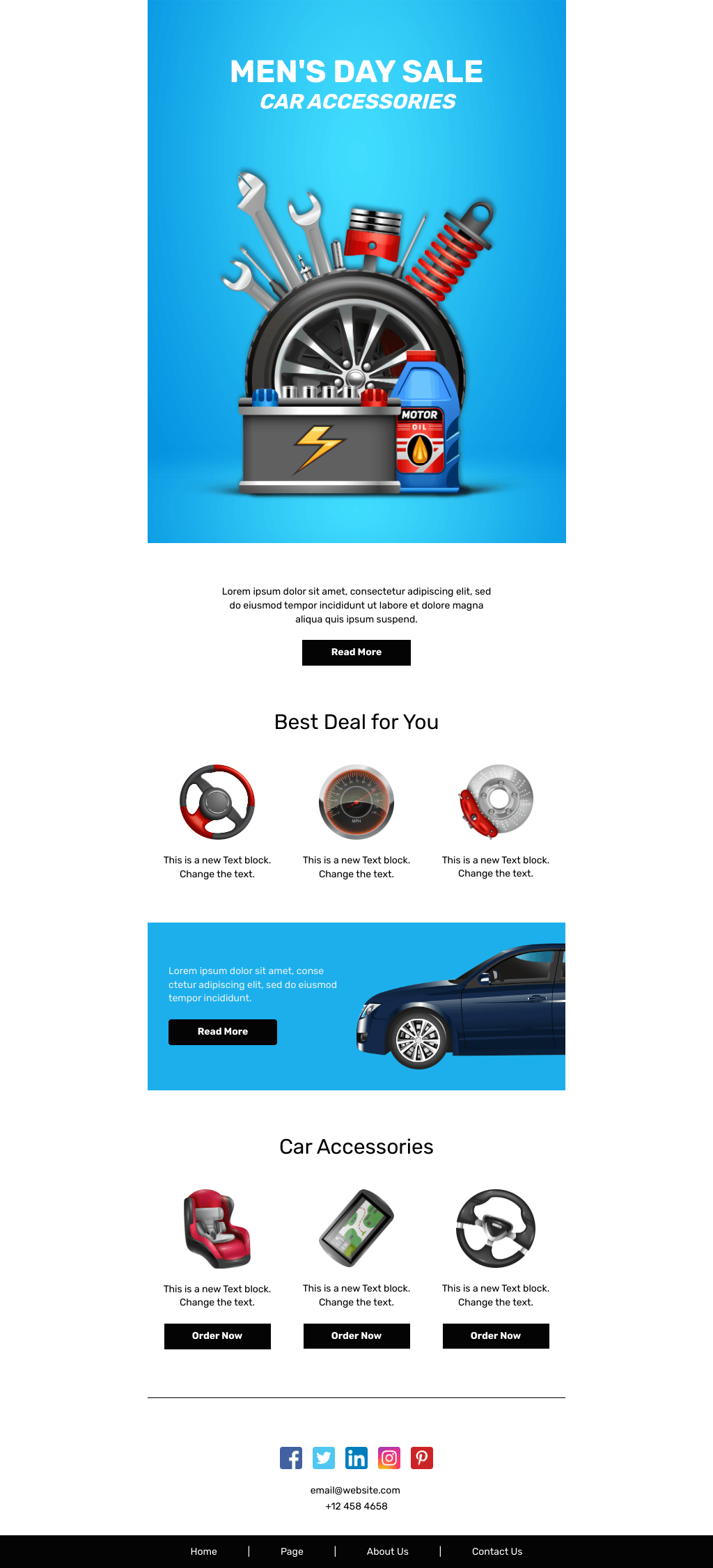 Laravel Mail Template - Men's Day sale on Car Parts
