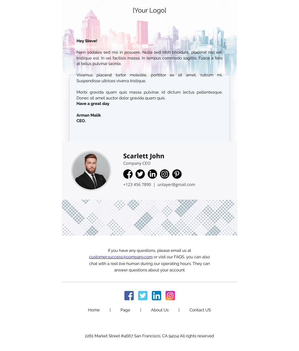 Laravel Mail Template - Message from CEO