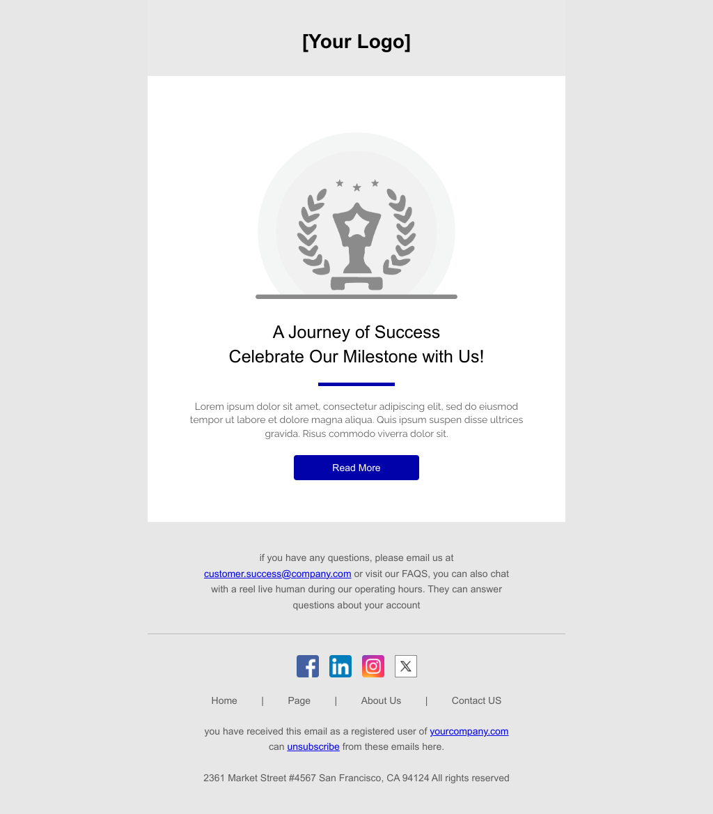 Laravel Mail Template - Milestone Celebration