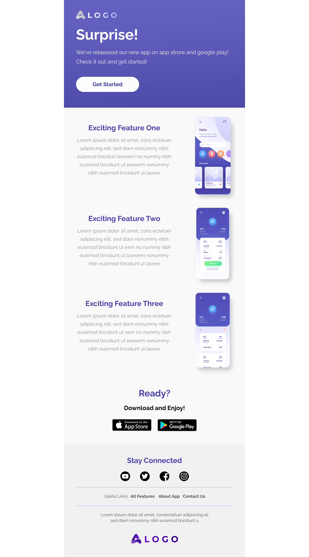 Laravel Mail Template - Mobile App Release