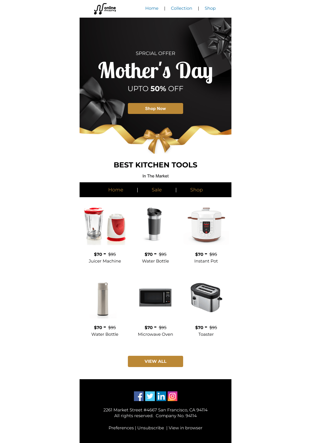 Laravel Mail Template - Mother's Day Appliance Sale