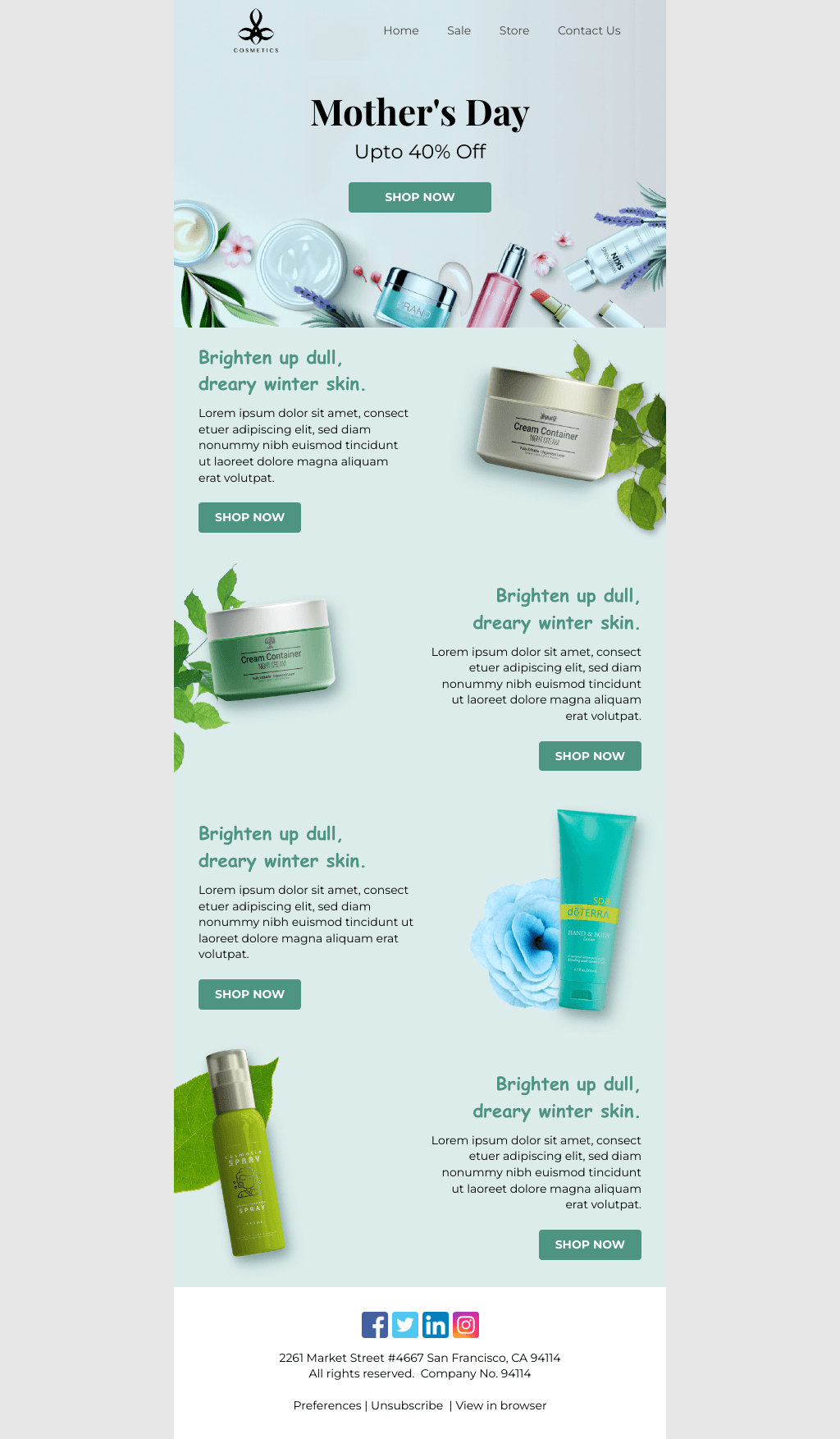 Laravel Mail Template - Mother's Day Cosmetics Sale