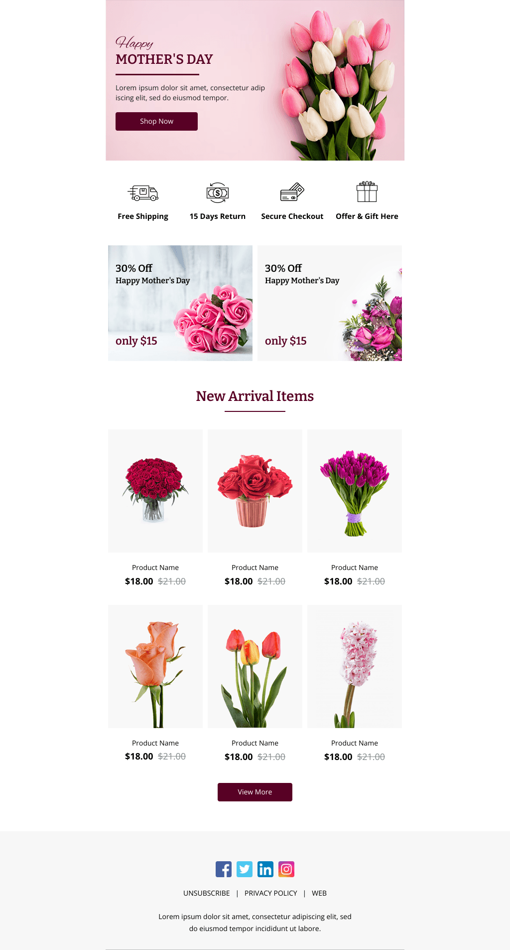 Laravel Mail Template - Mother's Day Discounts