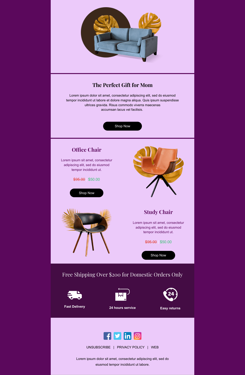 Laravel Mail Template - Mother's Day Furniture Sale