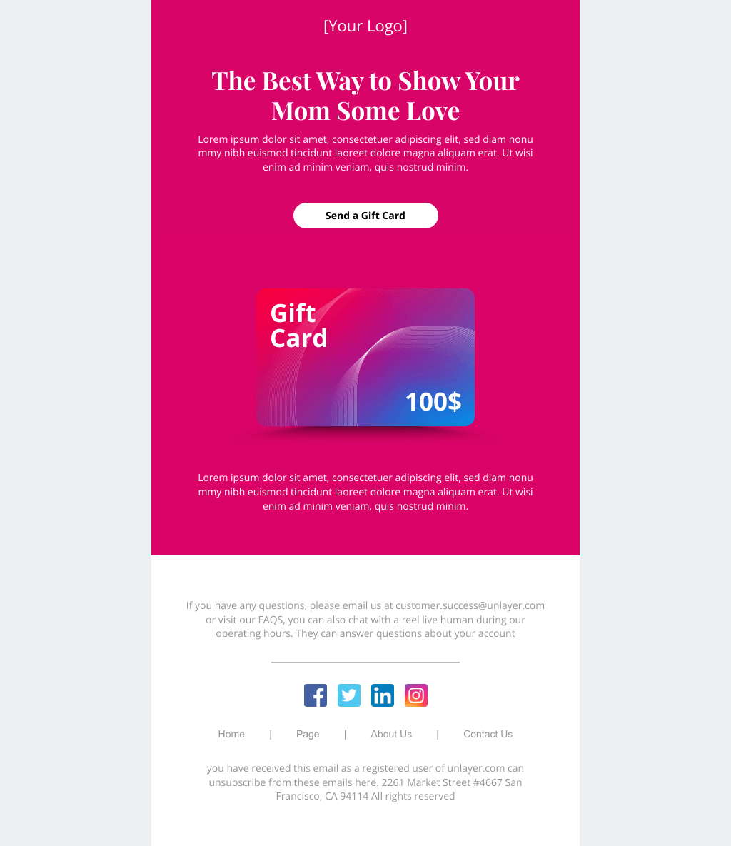 Laravel Mail Template - Mother's Day Gift Card