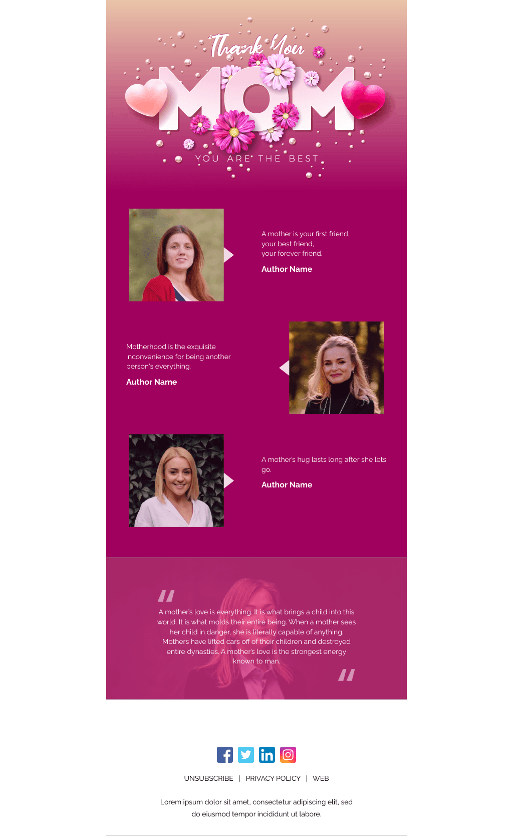 Laravel Mail Template - Mother's Day Quotes