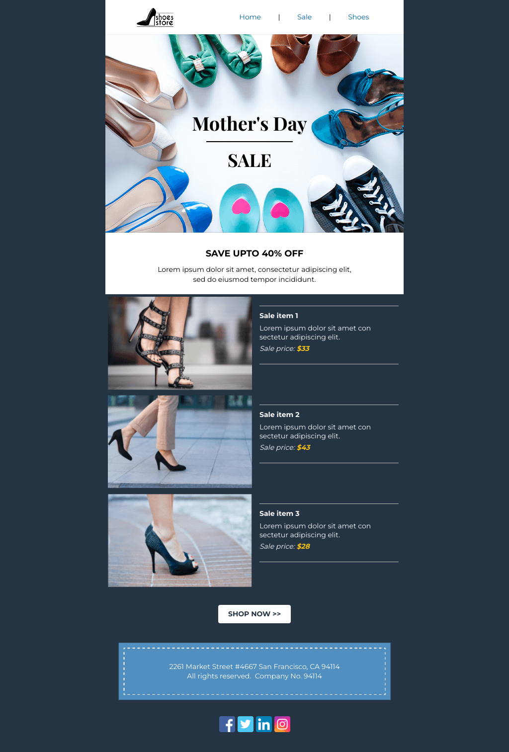 Laravel Mail Template - Mother's Day Shoes Sale