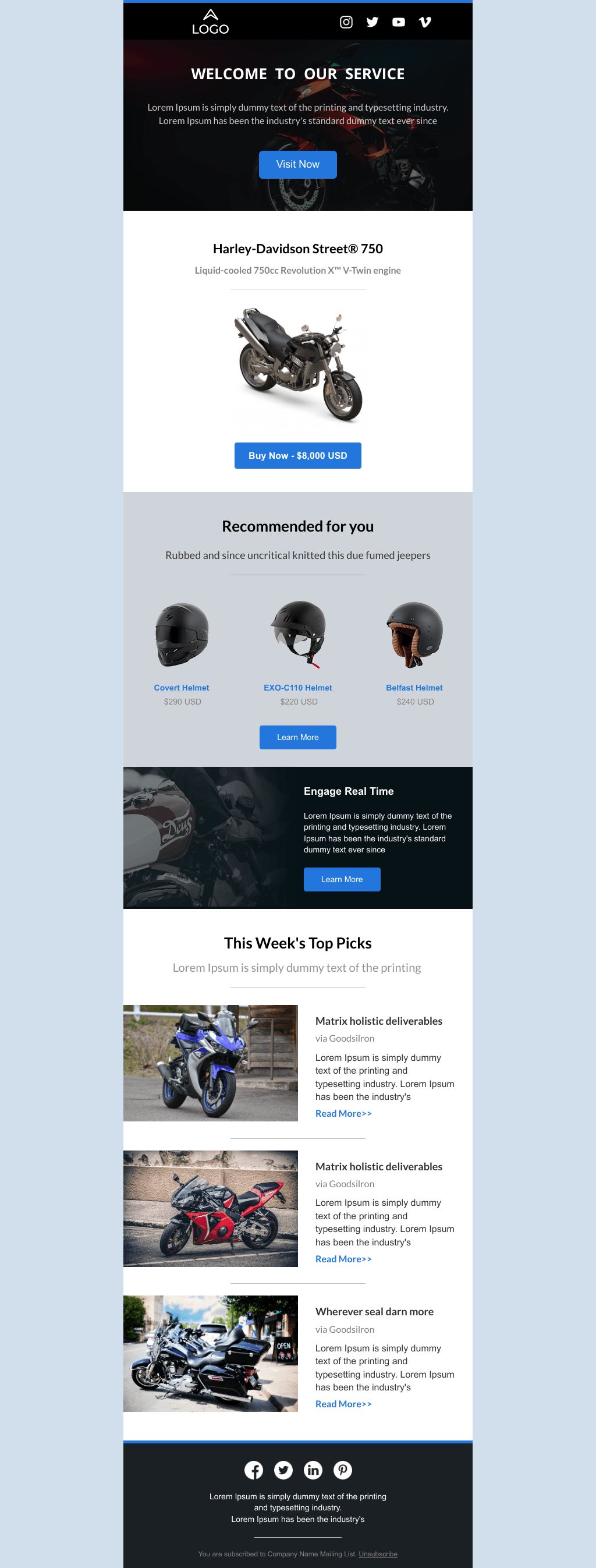 Laravel Mail Template - Motorbikes