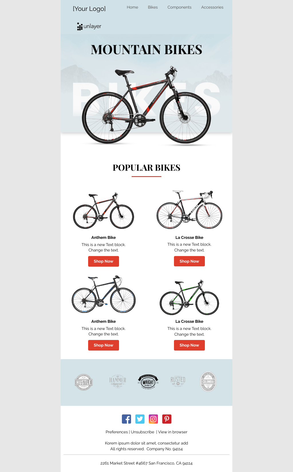 Laravel Mail Template - Mountain Bikes Tourism Day Deal