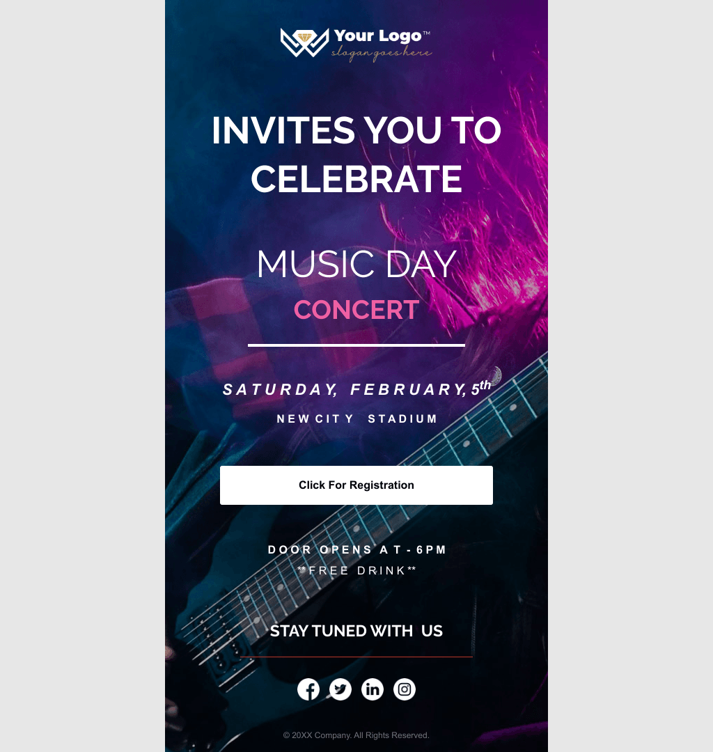 Laravel Mail Template - Music Day Concert Announcement