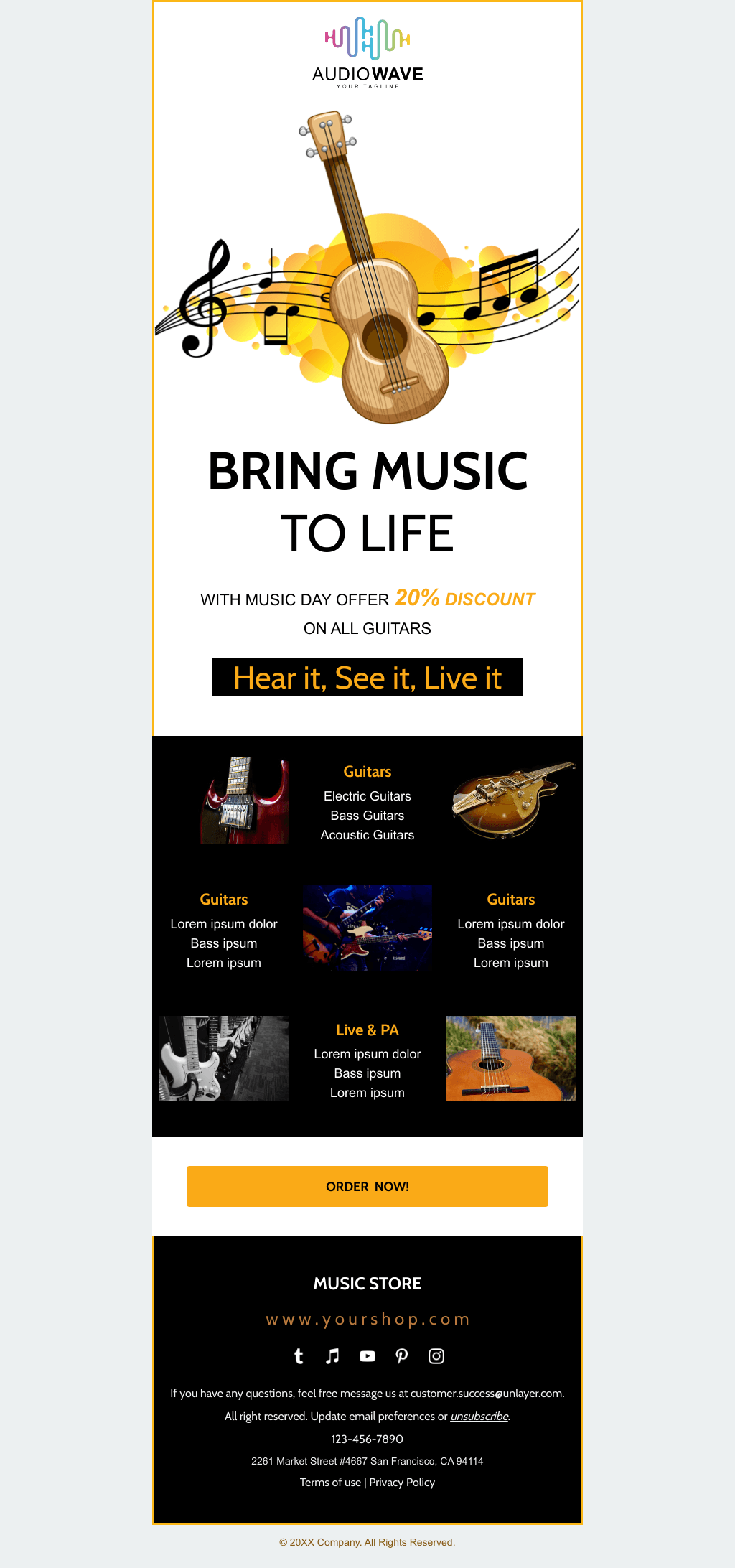 Laravel Mail Template - Music Day Guitar Sale