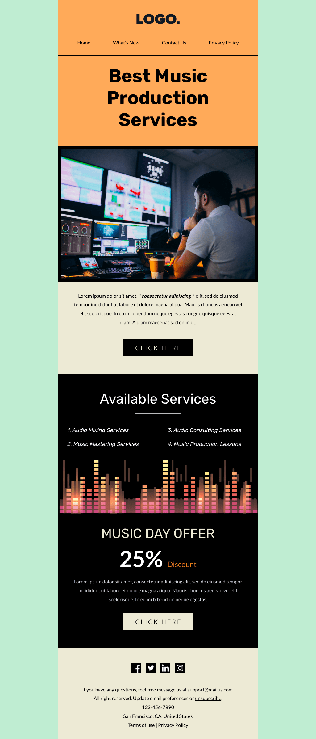 Laravel Mail Template - Music Production Services Discount