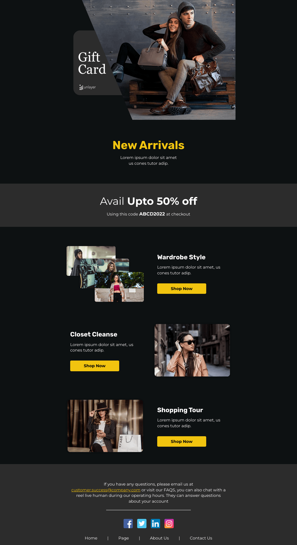 Laravel Mail Template - New Collection Gift Card