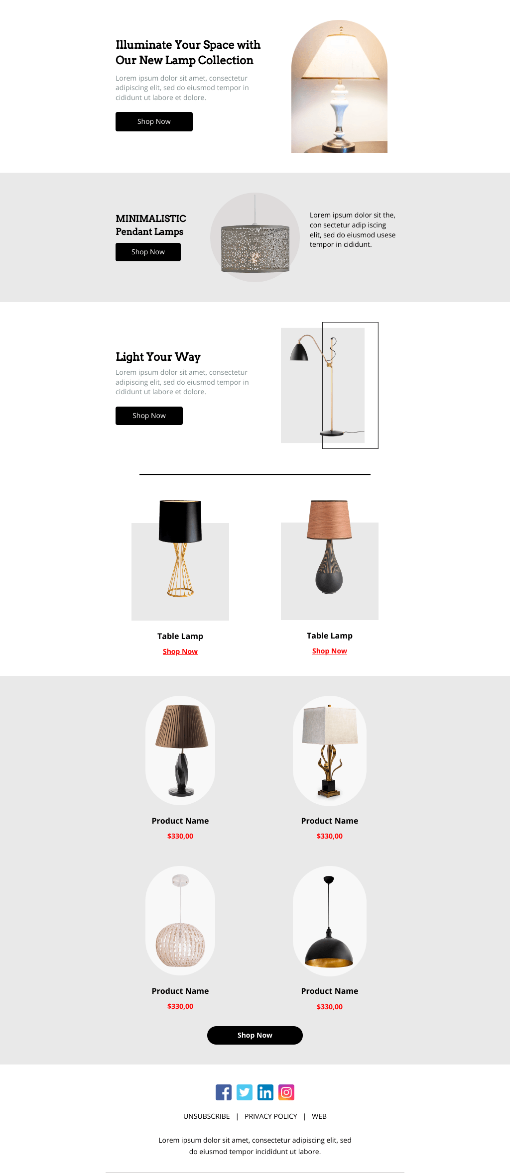 Laravel Mail Template - New Lamps Collection