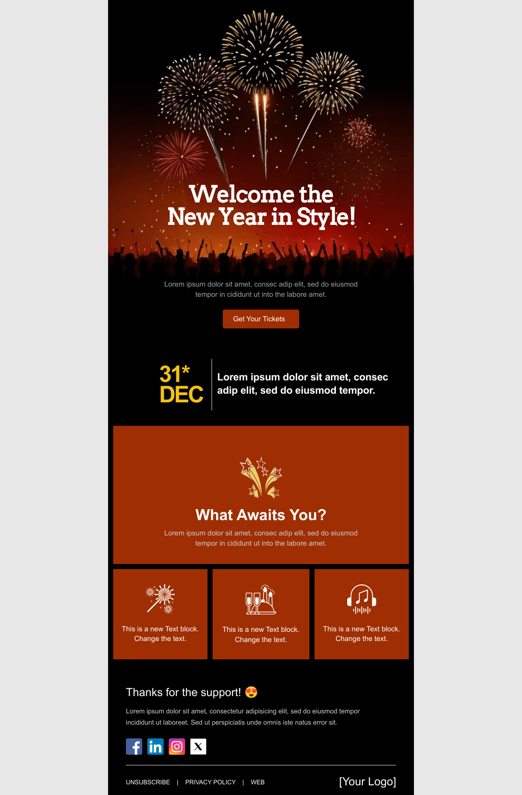 Laravel Mail Template - New Year's eve Fireworks