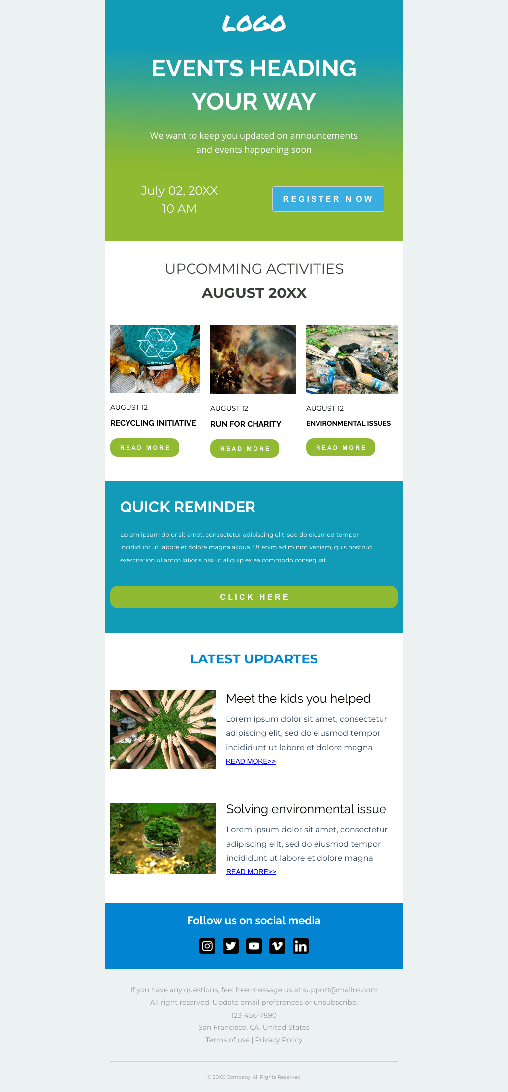 Laravel Mail Template - Non Profit Events Announcement