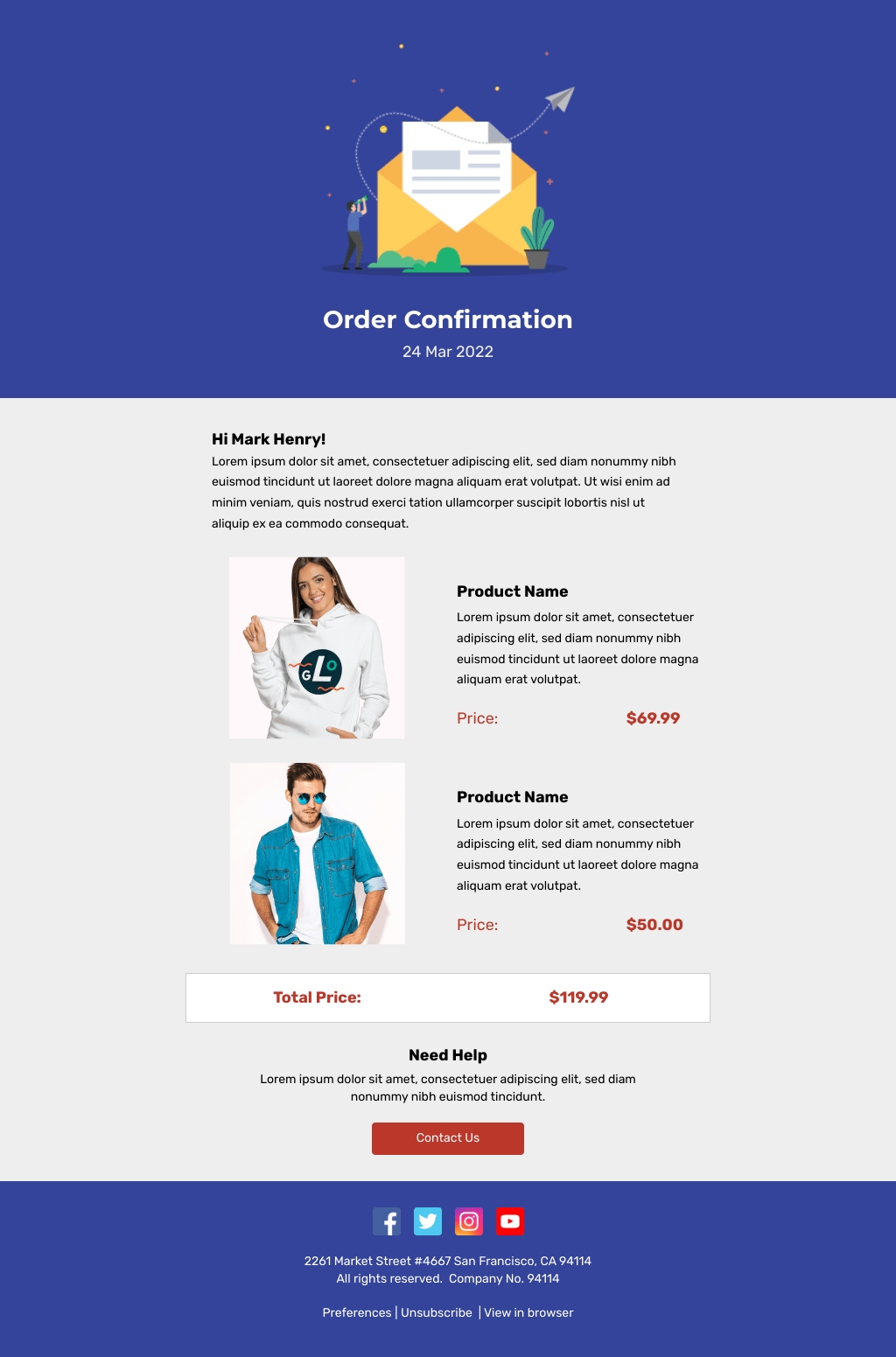 Laravel Mail Template - Order Confirmation