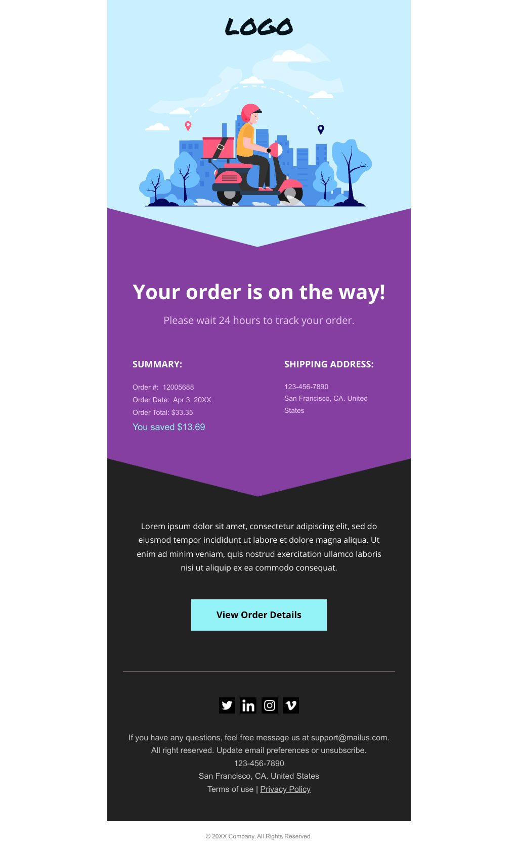 Laravel Mail Template - Order Delivery Details