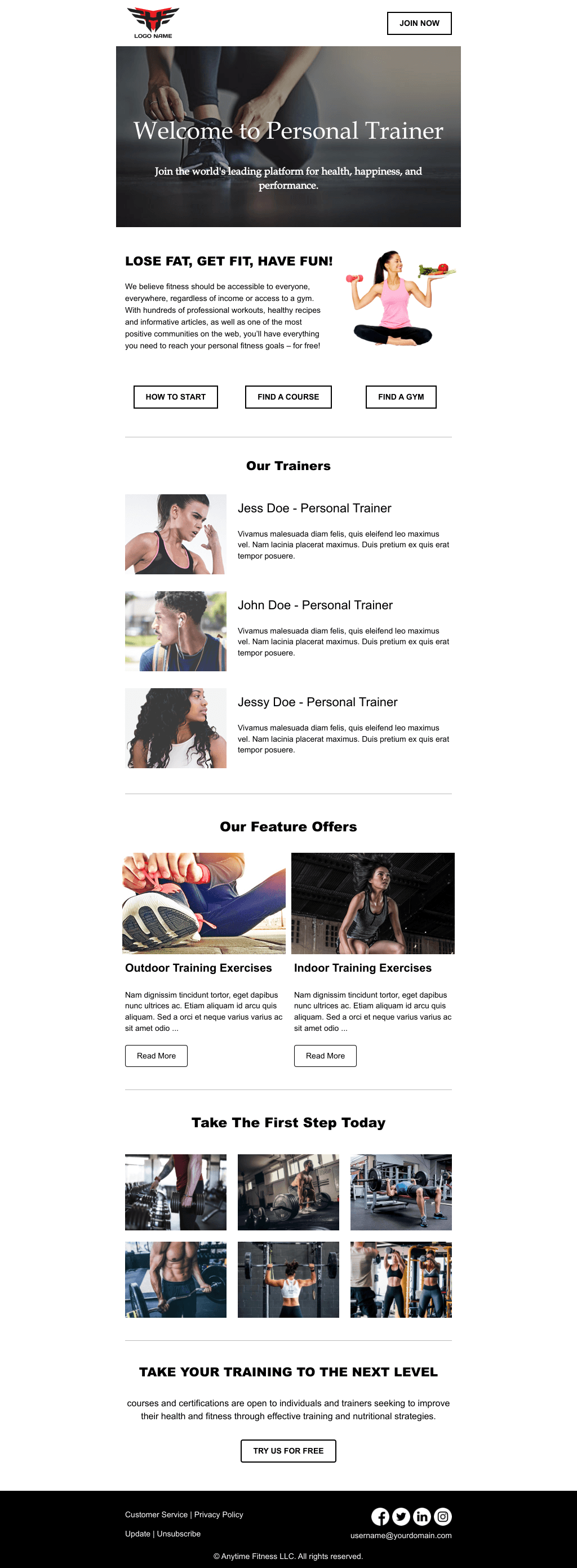 Laravel Mail Template - Personal Trainer