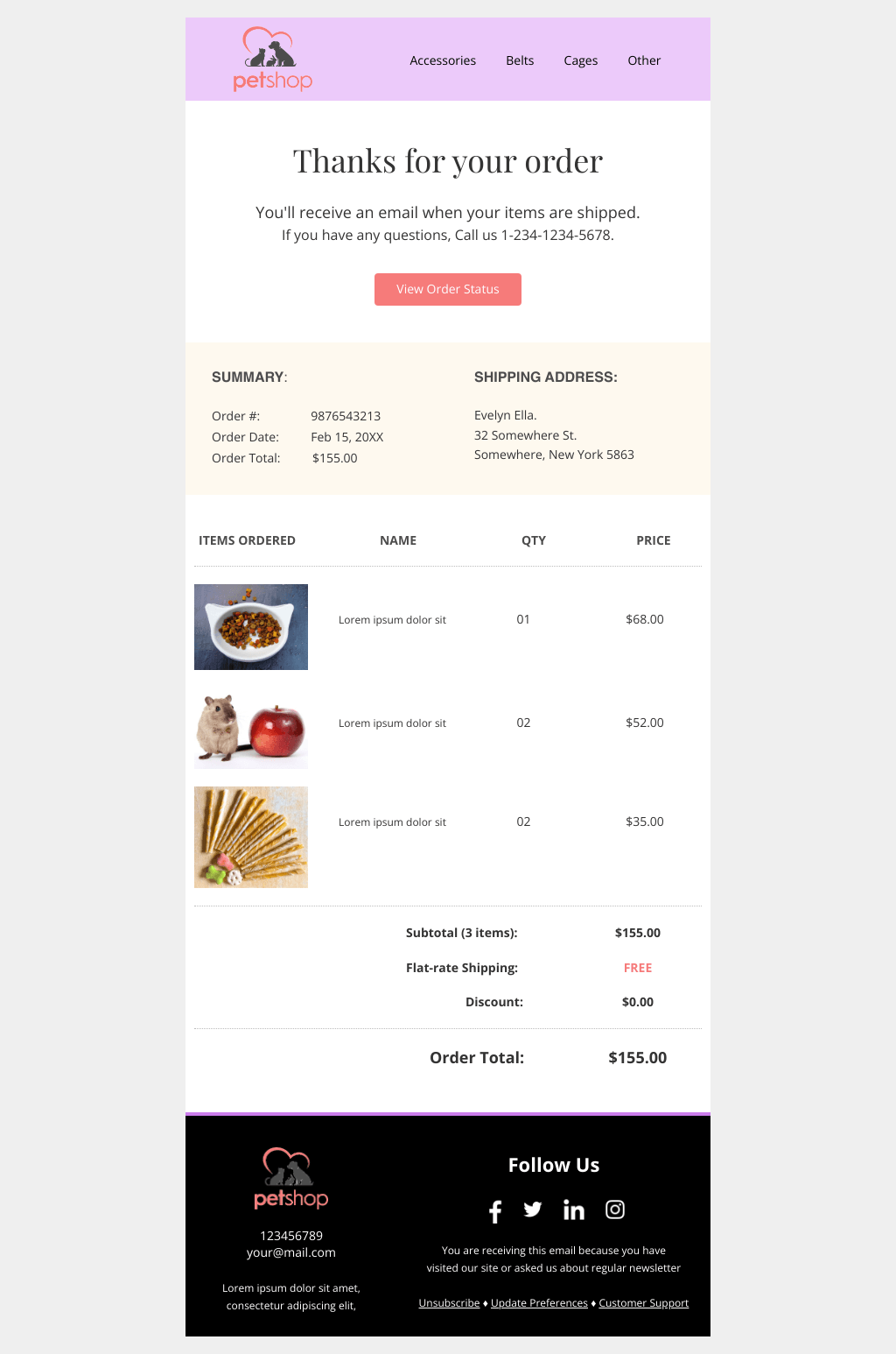Laravel Mail Template - Pet Shop