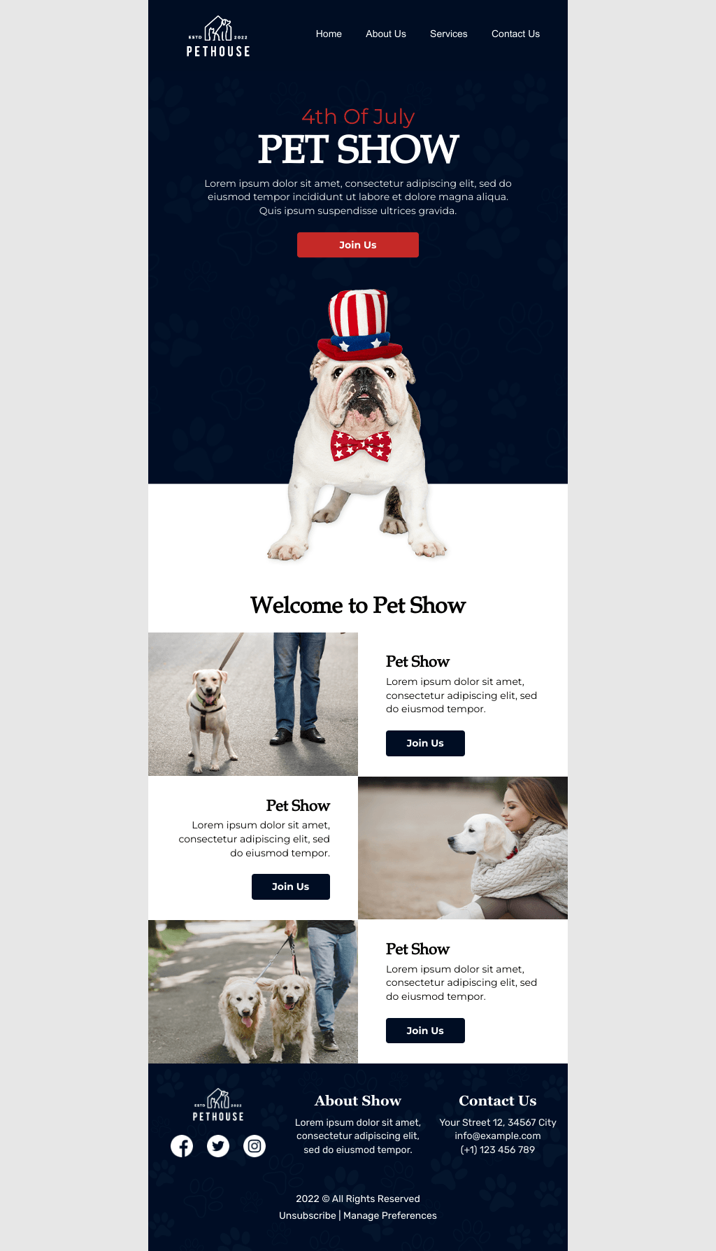 Laravel Mail Template - Pet Show