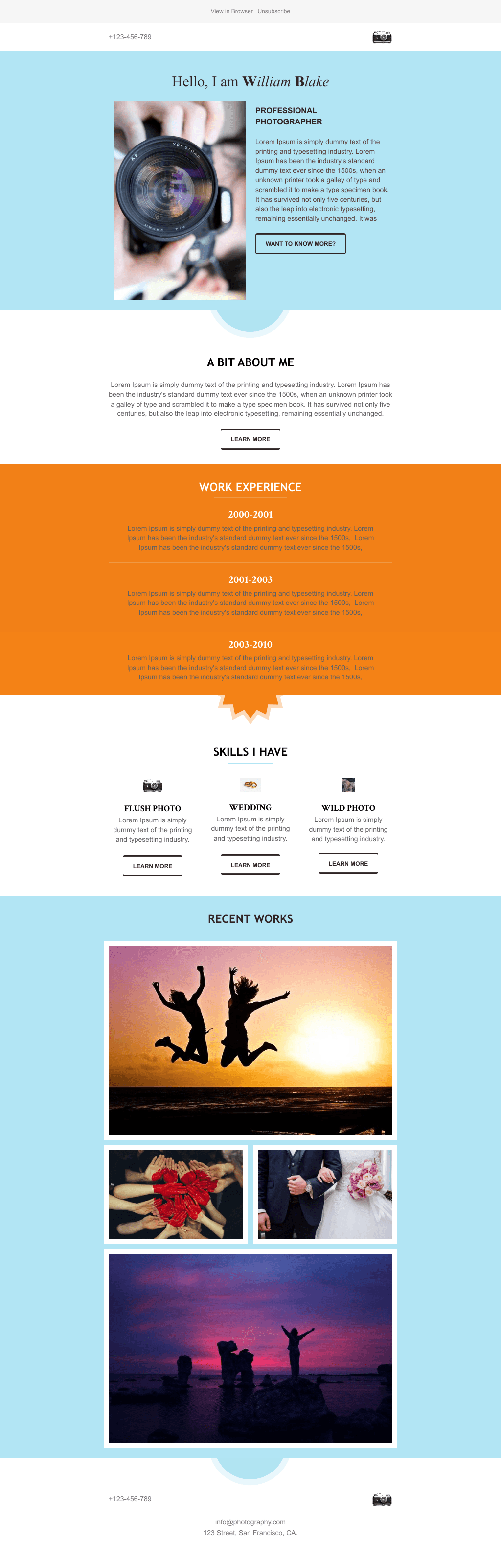 Laravel Mail Template - Photographer CV