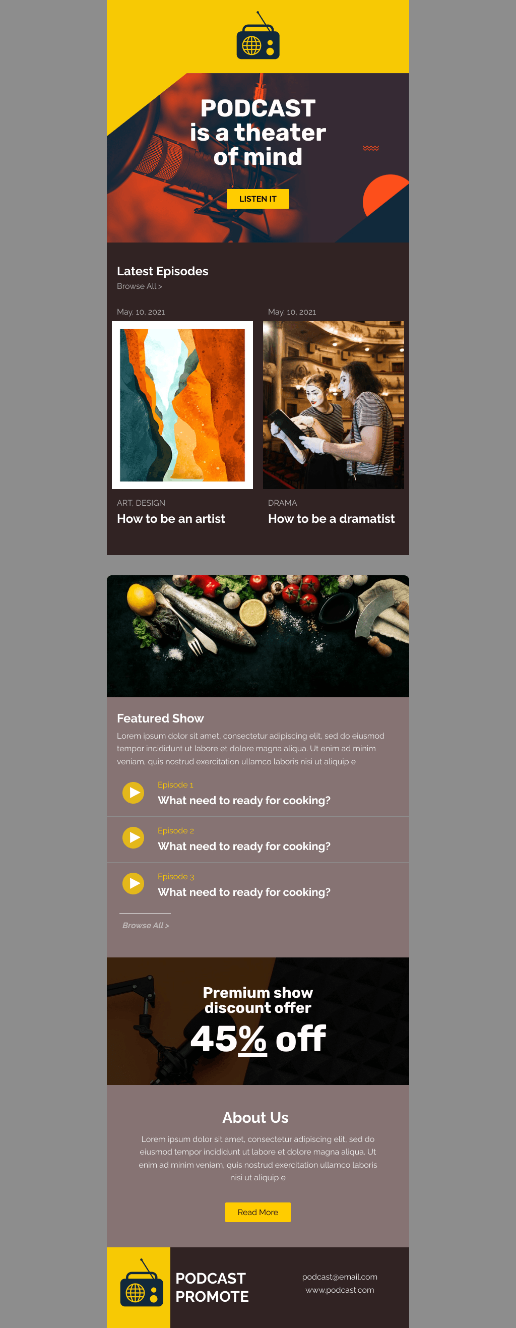 Laravel Mail Template - Podcast Promotion to Subscribers