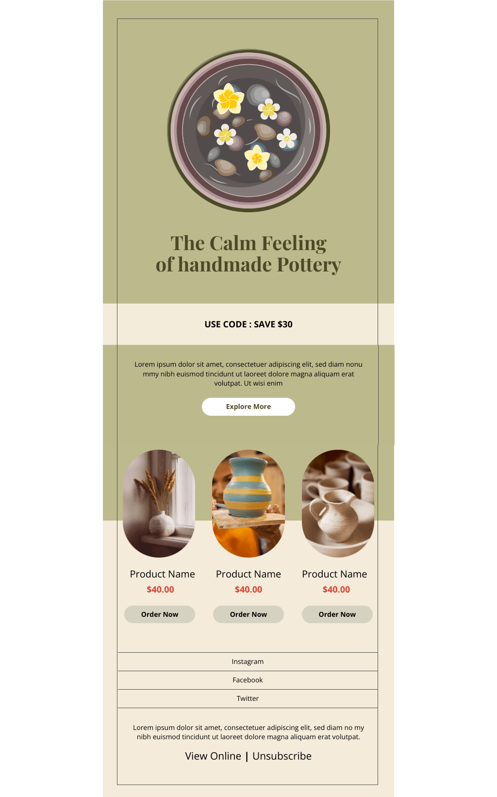 Laravel Mail Template - Pottery Shop