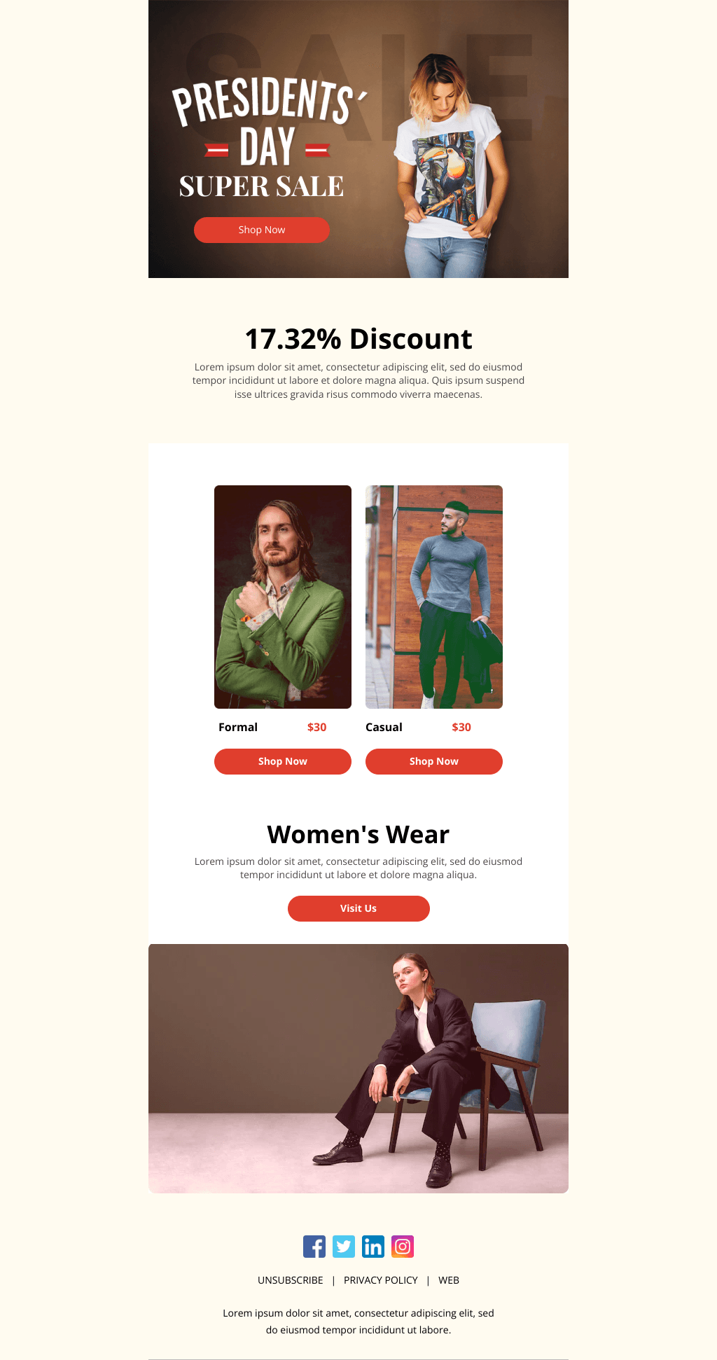 Laravel Mail Template - Presidents’ Day Discounts