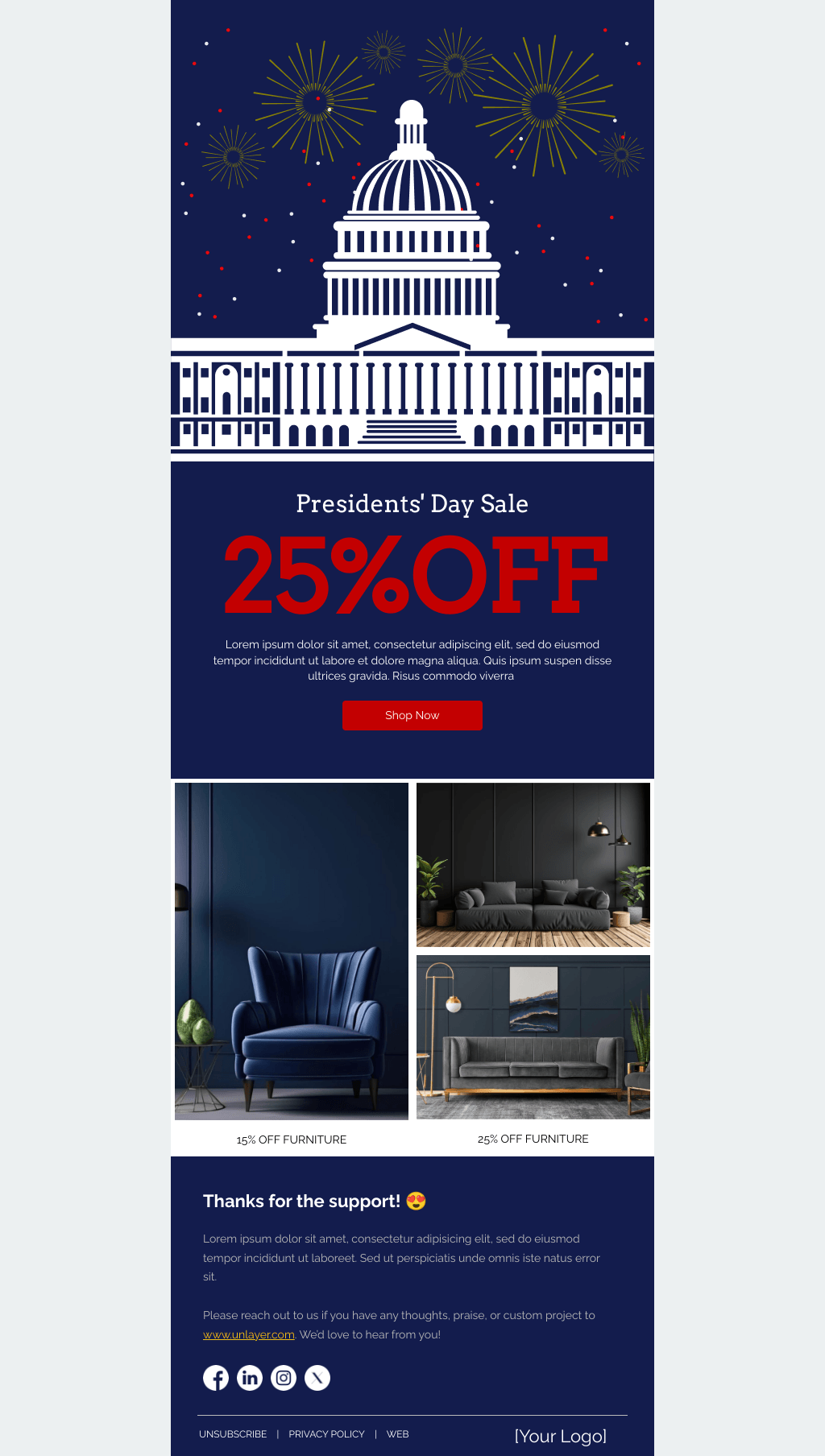 Laravel Mail Template - Presidents’ Day Flash Sale