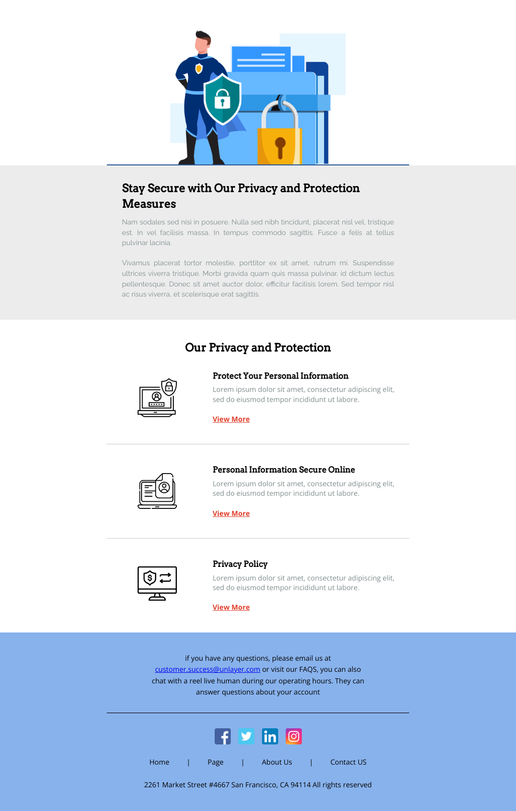 Laravel Mail Template - Privacy and Protection