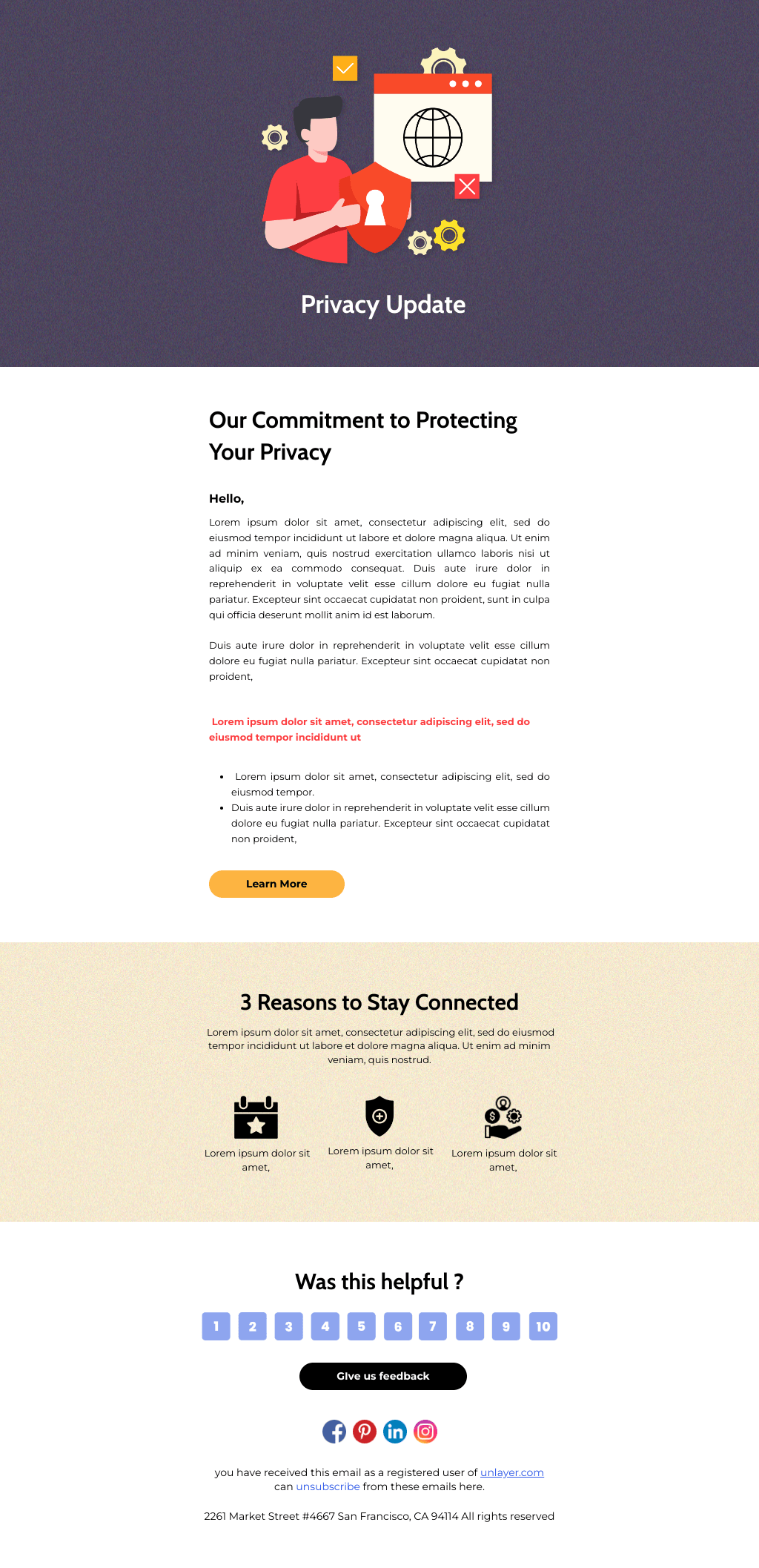 Laravel Mail Template - Privacy Update