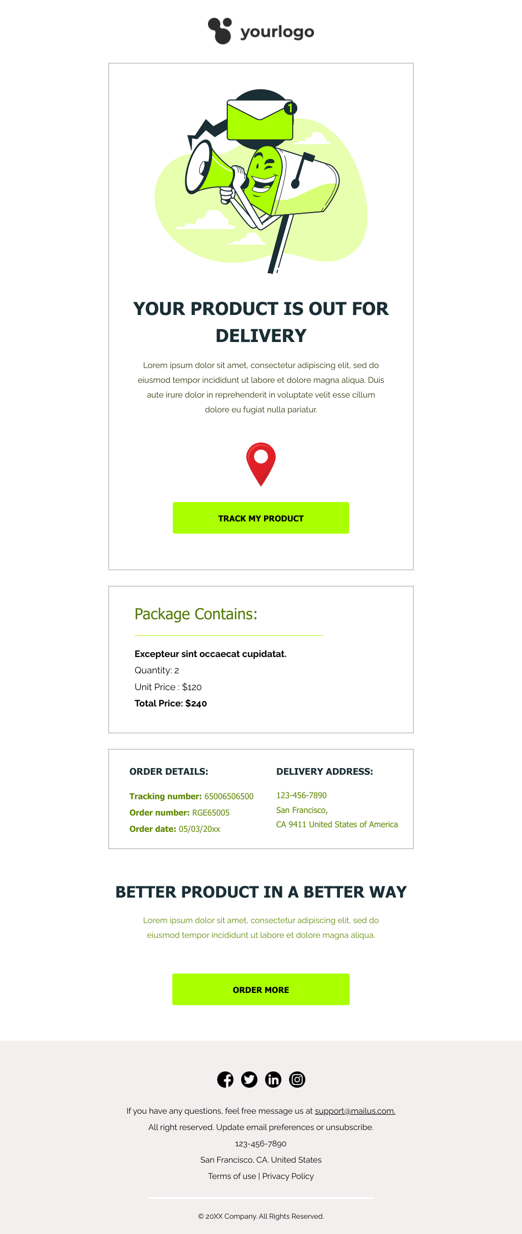Laravel Mail Template - Product Delivery Notification Email