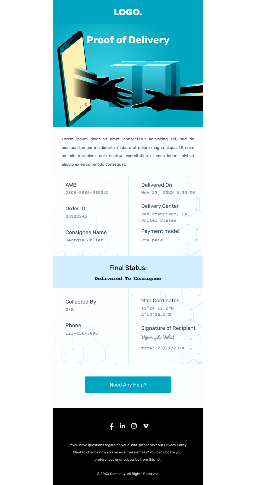 Laravel Mail Template - Proof Of Product Delivery