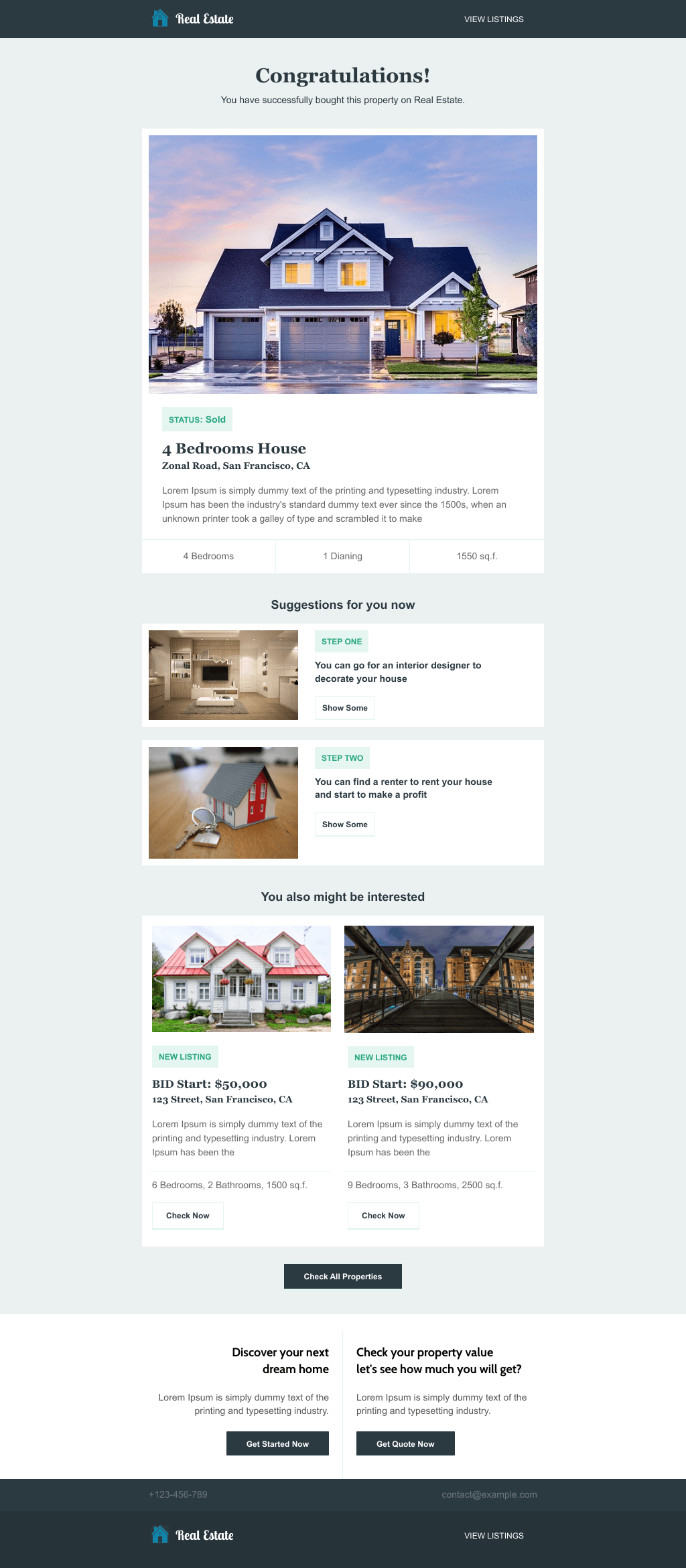 Laravel Mail Template - Property Bought Successfully